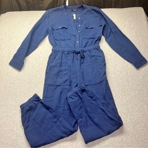 Madewell Lightspun Gauze‎ Tapered Leg Jumpsuit New Blue LS size 4